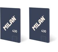 MILAN® Libreta A5 encolada, papel a líneas, 48 hojas de 95 gr/m², colección 430 since 1918, azul (Paquete de 2)