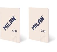 MILAN® Libreta A5 encolada, papel a líneas, 48 hojas de 95 gr/m², colección 430 since 1918, beige (Paquete de 2)