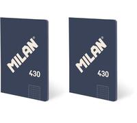 MILAN® Libreta A5 encolada, papel cuadriculado, 48 hojas de 95 gr/m², colección 430 since 1918, azul (Paquete de 2)
