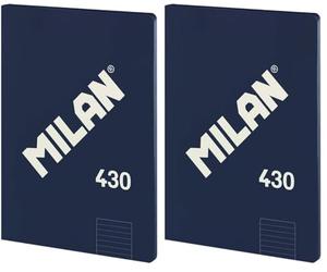 MILAN® Libreta encolada A4, cuadrícula de 5x5mm, 48 hojas A4, Papel de 95 gr/m², serie 1918, azul (Paquete de 2)