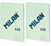 MILAN® Libreta encolada A4, cuadrícula de 5x5mm, 48 hojas A4, papel de 95 gr/m², serie 1918, verde (Paquete de 2)