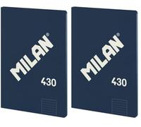 MILAN® Libreta encolada A4, papel pautado a líneas, 48 hojas A4, papel de 95gr/m² serie 1918, azul marino (Paquete de 2)