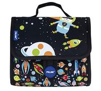 MILAN Maletín 2 Estuches Con Contenido Super Heroes Space Azul Mochila infantil, 22 cm, Azul