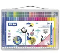 MILAN® Maletín 50 rotuladores punta cónica base agua, serie especial Peacock