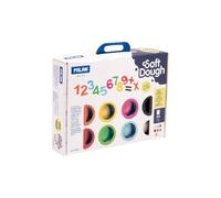 MILAN® Maletín 8 Botes 59 g Pasta Blanda Soft Dough con Herramientas 'Números'
