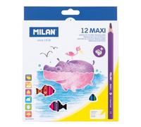 Milan maxi pack de 12 lapices de colores - incluye sacapuntas - hexago