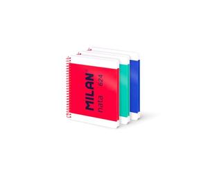MILAN® Pack 3 cuadernos A5 con espiral y tapa dura, papel a líneas (7 mm), 80 hojas de 95 gr/m², colección MILAN nata® 624 since 1918