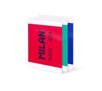 MILAN® Pack 3 libretas A4 encoladas, 48 hojas blancas de 95 gr/m², colección nata® 624 since 1918