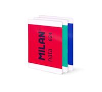 MILAN® Pack 3 libretas A4 encoladas, papel cuadriculado, 48 hojas de 95 gr/m²,colección nata® 624 since 1918
