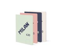 MILAN® Pack 4 libretas A5 encoladas, 48 hojas blancas de 95 gr/m², colección 430 since 1918