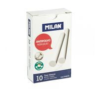 MILAN Caja 10 tizas de carbonato de calcio blancas redondas - antipolvo (244210)