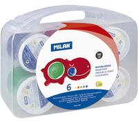 CAJA 6 TARROS 100ML DE PINTURA DEDOS COLORES SURTIDOS MILAN