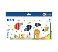 Milan plastipastel pack de 30 ceras de colores redondas - contiene 3 c