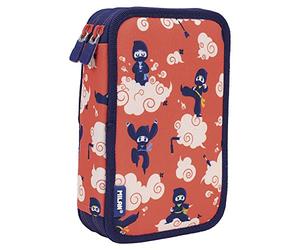 MILAN® Plumier 2 pisos con contenido serie especial Ninjutsu, rojo