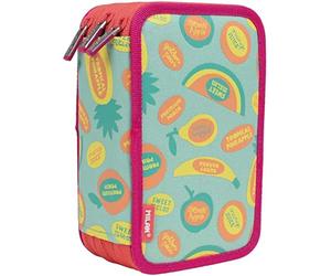 MILAN® Plumier 3 pisos con contenido serie especial Frutikis, verde y naranja