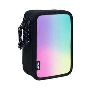 Milan sunset plumier de 3 pisos con goma de borrar, sacapuntas, lapiz, 3 boligrafos capsule, regla, 12 lapices de colores, 6 lapices de colores metalizados, 5 fluorescentes, tijeras y 18 rotuladores -