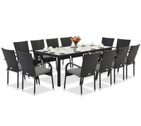 Milan technorattan muebles de jardín para 12 personas con gran mesa Garden Point negro