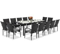 Milan technorattan muebles de jardín para 14 personas con gran mesa Garden Point negro