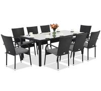 Milan technorattan muebles de jardín para 8 personas con gran mesa Garden Point negro