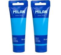MILAN® Tubo 75 ml pintura acrílica azul cian (Paquete de 2)