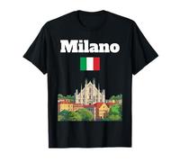Milán Viaje Italia Recuerdo Milano Vacaciones Bandera Italiana Camiseta