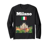 Milán Viaje Italia Recuerdo Milano Vacaciones Bandera Italiana Manga Larga