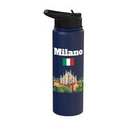 Milán viaje Italia recuerdo Milano vacaciones bandera italiana Stainless Steel Insulated Water Bottle