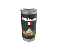 Milán viaje Italia recuerdo Milano vacaciones bandera italiana Vaso térmico de acero inoxidable de doble pared