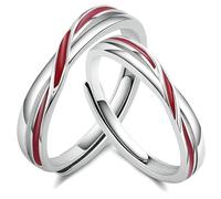 MILANG - Anillo ajustable de plata pura con hilo rojo, de boda y compromiso, regalo de San Valentín, para mujer y hombre, Metal, Sin piedras preciosas