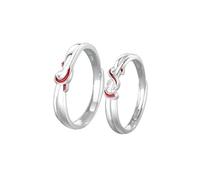 MILANG - Anillo ajustable de plata pura con hilo rojo, de boda y compromiso, regalo de San Valentín, para mujer y hombre, Metal, Sin piedras preciosas