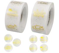 milaosk 1000 Piezas Etiquetas Navidad,Pegatinas de Navidad Papel Transparentes Redondas Etiquetas Adhesivas Navidad para Decorazione Busta Regalo di Natale