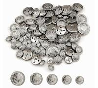 Milaosk 50 Botones de Metal, Vástago, Traje Tradicional, Antiguos para Coser, con Vástago, Insignia Vintage (15 mm-30 mm)