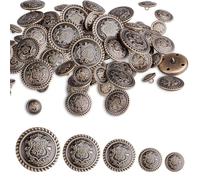 Milaosk 50 Piezas Botones de Metal Bronce, botón de Chaqueta Vintage, Decorativos para Trajes, Chaquetas, Uniformes, Abrigos 15mm-30mm