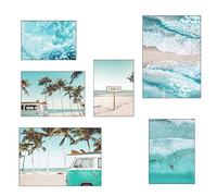 milaosk 6Pcs Laminas Decorativas Pared, Laminas para Cuadros Decoracion Set Pósters Prémium Modernos Cuadros paisajes playa Laminas Arte Minimalista para Sala, Dormitorios - Sin Marcos