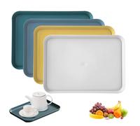 milaosk Bandejas para Servir Comida,4 Piezas Bandeja Plástico Rectangular Bandeja Antideslizante Pequeña Bandeja de Cocina para Cocina, Comedor, Cafetería,24 x 17 x 1,7 cm