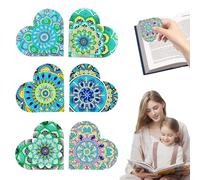 milaosk Marcador de Pintura de Diamantes en Forma de Corazón,Marca Paginas Libros Punto de Libro Marcadores de Libros Marcapáginas de Cuero Mandala para Lectores, Estudiantes, Profesores