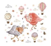 milaosk Pegatinas Pared Decorativas Infantiles Animales Flamenco Conejo Globo de Aire Caliente Estrella Nube Papel Pintado Autoadhesivo Vinilo Adhesivo Pared Decoración Habitacion Bebé Niños