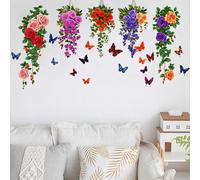 milaosk Pegatinas Pared Guirnalda de Flores Plantas Vinilos de Pared Decorativos Vinilo Murales Adhesivo Papel Pintado para Cocina Dormitorio Habitación Baño