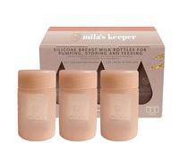 Mila's Keeper Botellas de almacenamiento de leche materna de silicona, para extraer, almacenar y alimentar, se adapta a bombas y pezones principales, recipientes de almacenamiento de leche de silicona