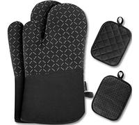 MILcea Manoplas Horno, Juego de 2 Guantes Horno y 2 agarraderas, Resistentes al Calor, Guantes para Hornear, Guantes para cocinar Silicona