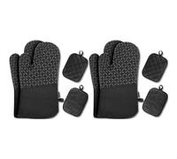 MILcea Manoplas Horno, Juego de 4 Guantes Horno, Guantes Horno Cocina, Guantes Cocina, Resistentes al Calor, Guantes para Hornear, Guantes para cocinar Silicona (Paquete de 2)