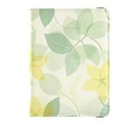 Mild and Fresh Flower Lemon Yellow Light Green Leather Passport Holder Combo con ranura para tarjeta de vacunación, cartera impermeable