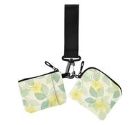 Mild and Fresh Flower Yellow Light Green - Carteras dobles para mujer, fundas para tarjetas de visita, delgada, desmontable, para tarjetas de crédito, monedero con bolsillo con cremallera para monedas