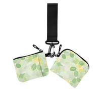 Mild and Fresh Flower Yellow Light Green - Carteras dobles para mujer, tarjetero, pequeño, desmontable, con llavero, 2 paquetes