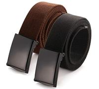 Mile High Life Cinturón de tela de lona ajustable a medida Hebilla militar abatible sólido