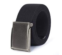 Mile High Life Cinturón de tela de lona Ajustable Hebilla de níquel plateada cepillada (Negro)