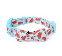 Mile High Life | Collares de perro para niña, bonito collar de perro con pajarita, collares de tela de polialgodón suave para perros medianos, patrón de flores y frutas (sandía, collar y corbatín, M)