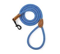 Mile High Life Correa de Cuerda de Perro de Escalada de montaña con Mango de Cuero (180 CM, Azul Blanco)