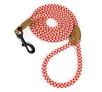 Mile High Life Correa de Cuerda de Perro de Escalada de montaña con Mango de Cuero(183 CM, Rojo Caqui)