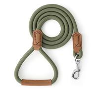 Mile High Life Correa de cuero para perro, resistente y fuerte, correa de cuerda de cuero auténtico, suave y cómoda para perros pequeños, medianos y grandes (verde oliva, 72 pulgadas)